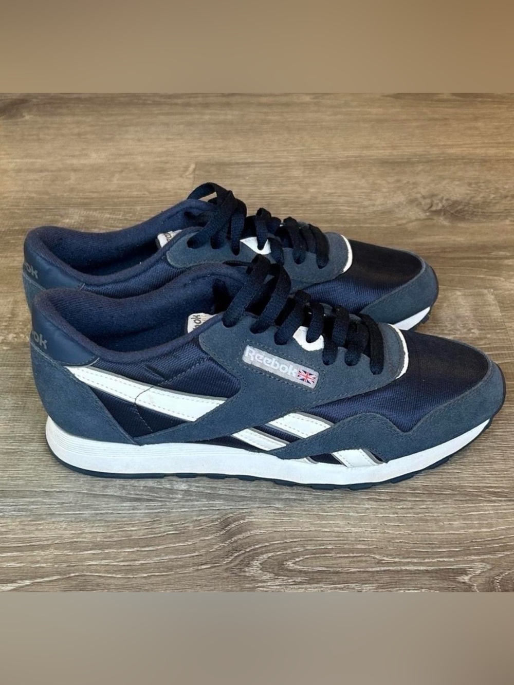 Reebok Men's Classic Navy and White Running Sneakers